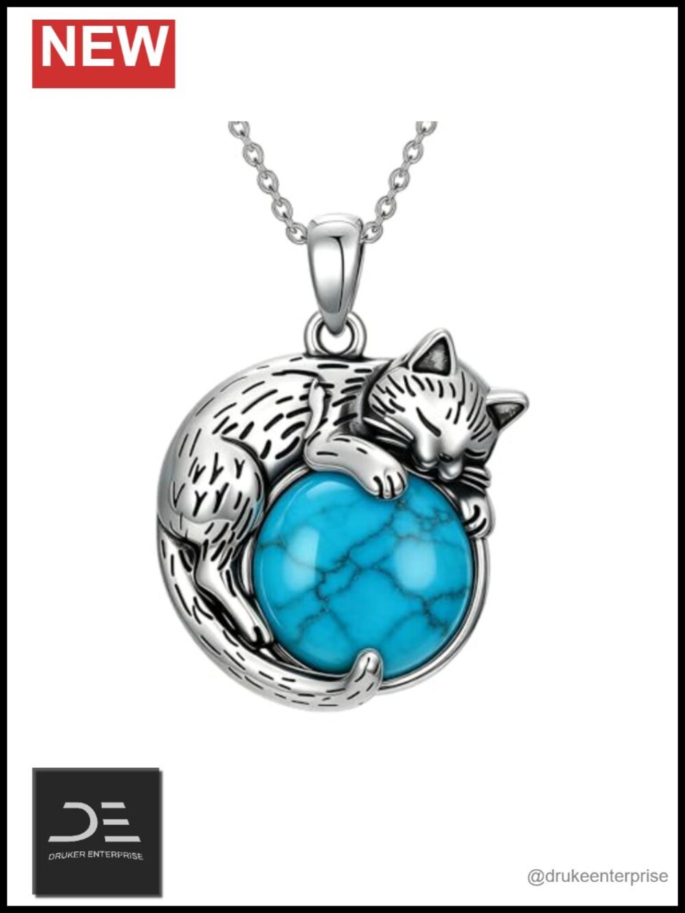 Sterling Silver Cat Moonstone Pendant Necklace Cute Jewelry Gift Women